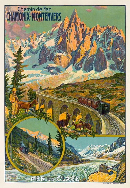 Poster Train Glacier Bionnassay – Affiche Vintage 50x70cm, Qualité HD, PostersAndCo