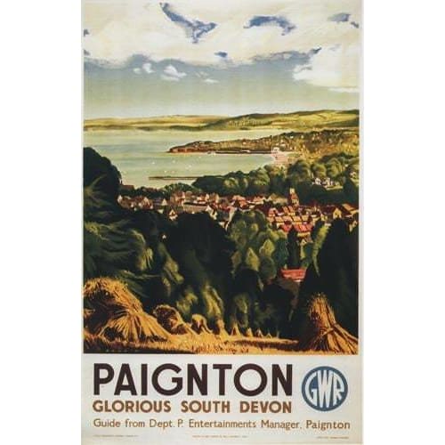 Vintage Paignton Travel Poster – South Devon British Railway – A2/A3/A4 Reproduction