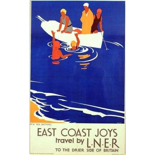Vintage LNER East Coast Joys Sea Bathing Railway Poster A3 Vintage Poster Shop UK