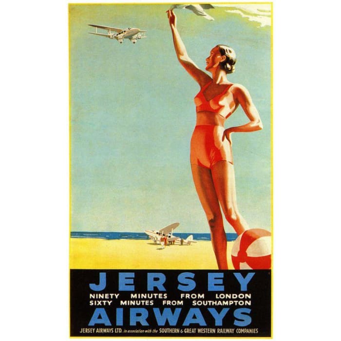 1930's Jersey Channel Islands Airways Poster A3/A2/A1 Print