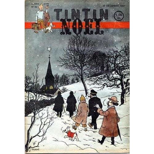 Vintage 1940's Tintin Magazine Cover Christmas Edition Poster A3 Print