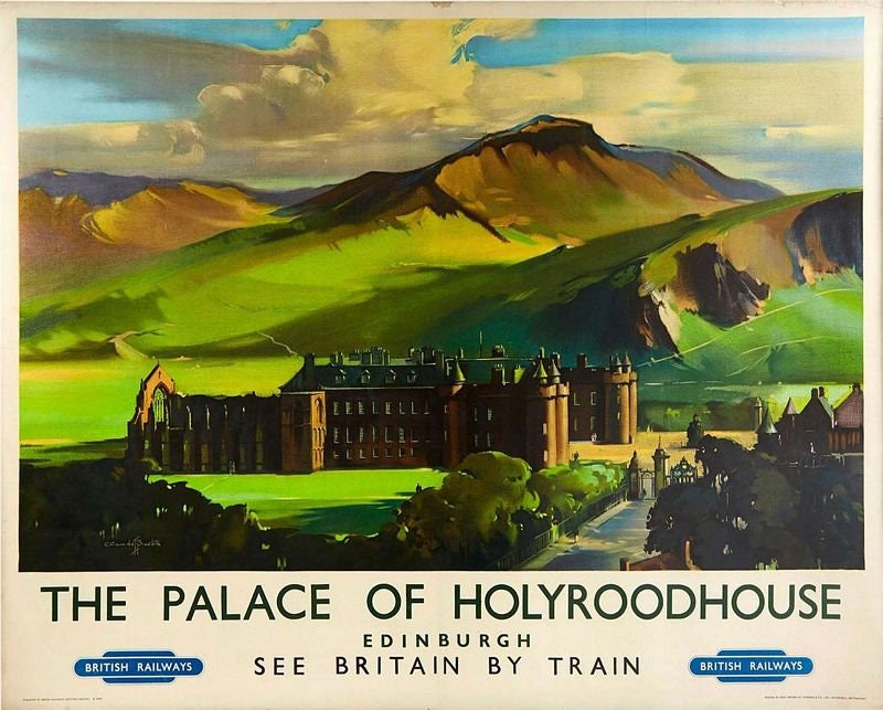 Vintage British Rail Holyrood House Edinburgh Railway Poster Print A3/A4