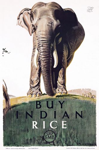 Vintage British Empire Indian Rice Elephant Advertisement Poster A3/A4