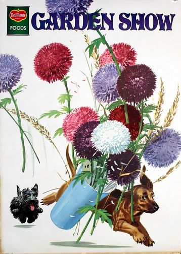 Vintage Cute Del Monte Garden Show Puppies Advertisement Poster A3/A4