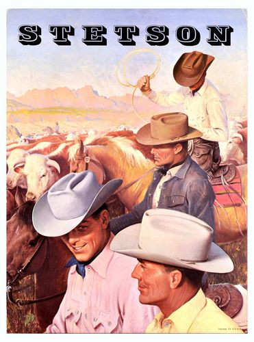 Vintage Stetson Cowboy Hat Advertisement Poster A3/A4
