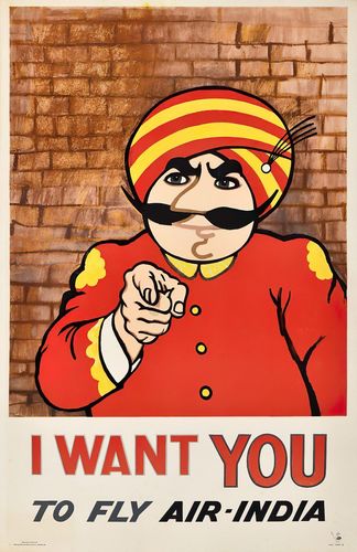 Vintage Air India I Want You Kitchener Airline Poster A3/A4