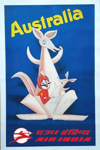 Vintage Air India Flights To Australia Poster A3/A4