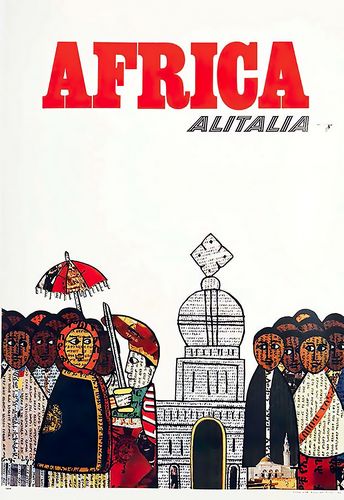 Vintage Alitalia Flights To Africa Poster A3/A4