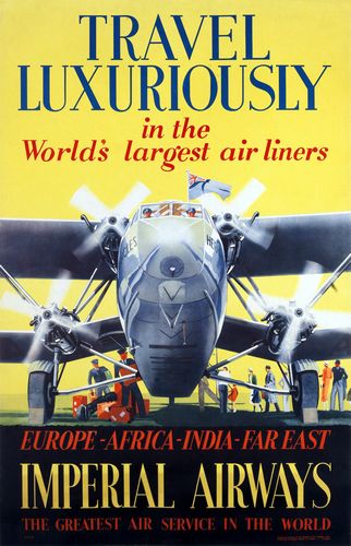 Vintage Imperial Airlines Luxurious Flights Poster A3/A4