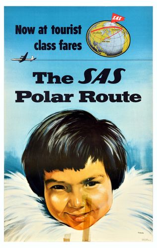 Vintage SAS Polar Routes Flights Airline Poster A3/A4