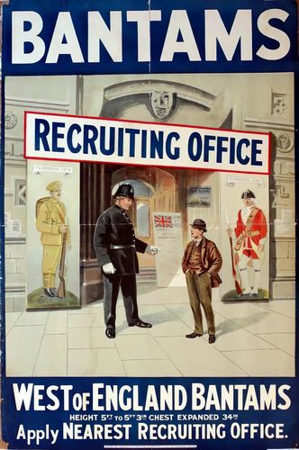 Vintage World War One British Army West of England Bantams Recruitment Poster Reprint A3/A4
