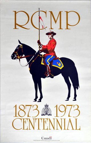 Vintage 1973 One Hundredth Anniversary of Royal Canadian Mounted Police Poster Reprint A3/A4