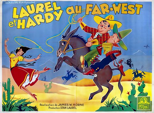 Vintage French Laurel and Hardy Way Out West Movie Poster Reprint A3/A4