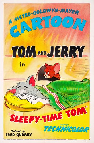 Vintage Tom and Jerry Sleepy Tom Movie Poster Reprint A3/A4