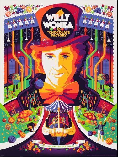 Vintage Willy Wonka and The Chocolate Factory Movie Poster Reprint A3/A4