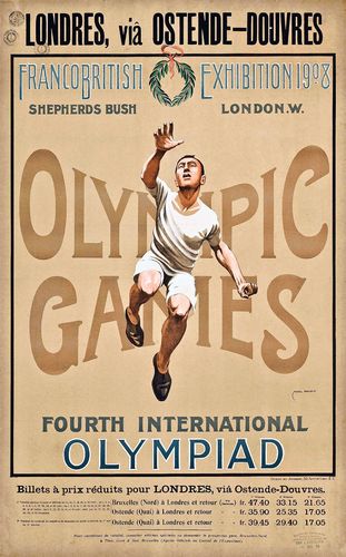 Vintage 1908 London Olympic Games Exhibition Poster Reprint A3/A4