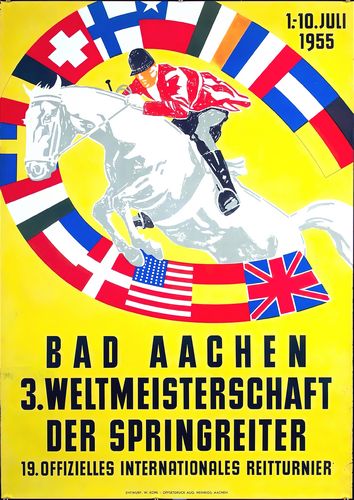 Vintage 1955 Aachen Germany Show Jumping Poster Reprint A3/A4