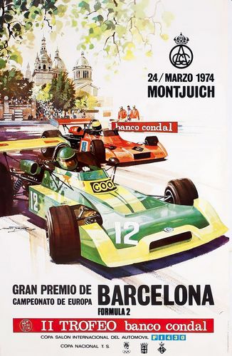 Vintage 1974 Barcelona Grand Prix Motor Racing Poster Reprint A3/A4