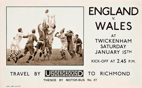 Vintage England vs Wales Rugby at Twickenham Poster Reprint A3/A4