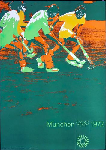 Vintage 1972 Munich Olympics Hockey Poster Reprint A3/A4