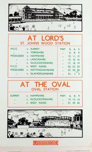 Vintage 1930's Cricket at Lords and The Oval Poster Reprint A3/A4