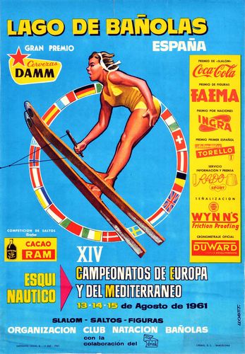 Vintage 1961 European Water Ski Championships Poster Reprint A3/A4