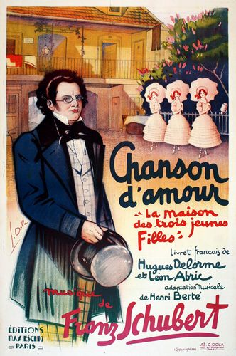 Vintage Franz Schubert Chanson D'Amour Classical Music Poster Reprint A3/A4