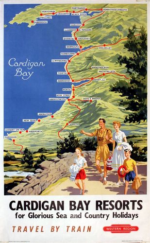 Vintage British Rail Cardigan Bay Wales Railway Poster Reprint A3/A4