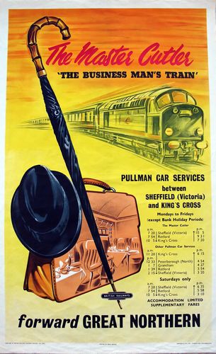 Vintage British Rail Master Cutler Business Mans Train Railway Poster Reprint A3/A4