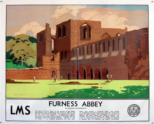 Vintage LMS Furness Abbey Railway Poster Reprint A3/A4