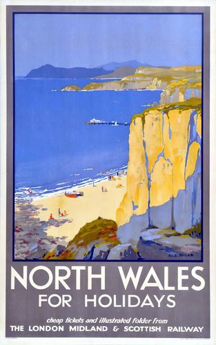 Vintage LMS North Wales For Holidays Railway Poster Reprint A3/A4