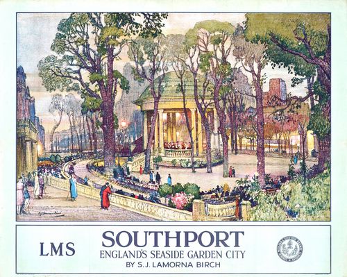 Vintage LMS Southport England's Garden City Railway Poster Reprint A3/A4
