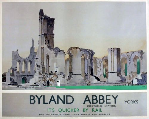 Vintage LNER Byland Abbey Yorkshire Railway Poster Reprint A3/A4