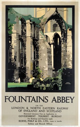 Vintage LNER Fountains Abbey Yorkshire Railway Poster Reprint A3/A4