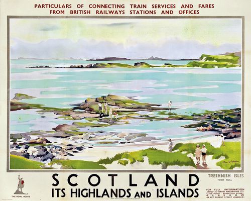 Vintage LNER MacBraynes Treshnish Isles Mull Railway Poster Reprint A3/A4