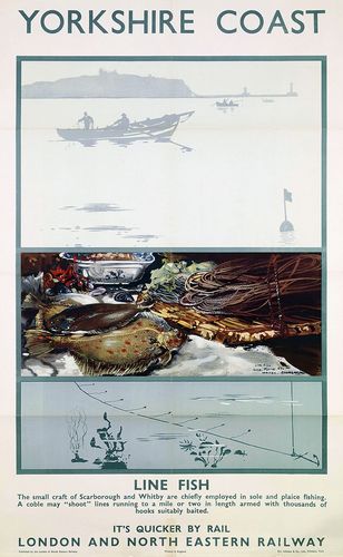 Vintage LNER Line Fishing In Yorkshire Railway Poster Reprint A3/A4