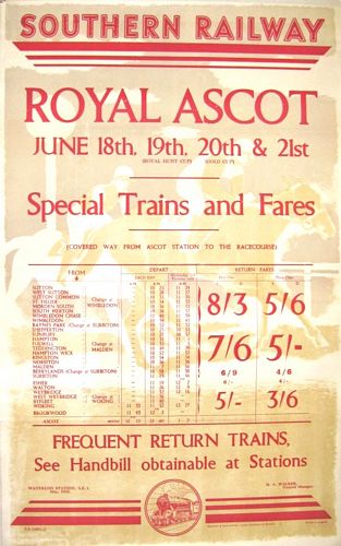 Vintage Southern Railway Royal Ascot Railway Poster Reprint A3/A4