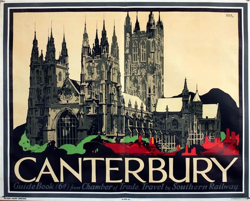 Vintage Southern Railway Canterbury Cathedral Railway Poster Reprint A3/A4
