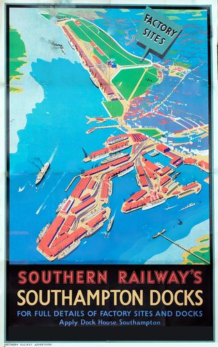 Vintage Southern Railway Southampton Docks Railway Poster Reprint A3/A4