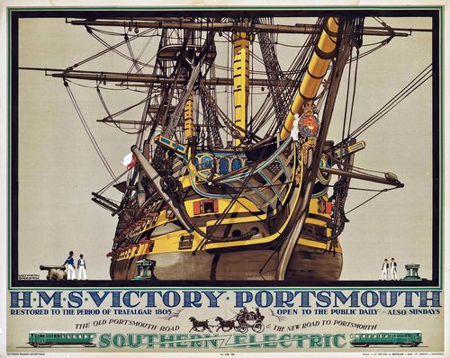 Vintage Southern Railway Portsmouth HMS Victory Railway Poster Reprint A3/A4