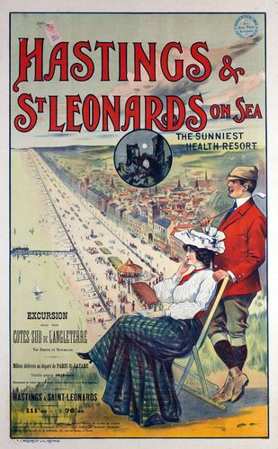 Vintage Edwardian Hastings and Saint Leonards Health Resort Railway Poster Reprint A3/A4