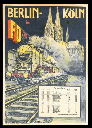 Vintage Berlin To Cologne German Railway Tourism Poster Reprint A3/A4