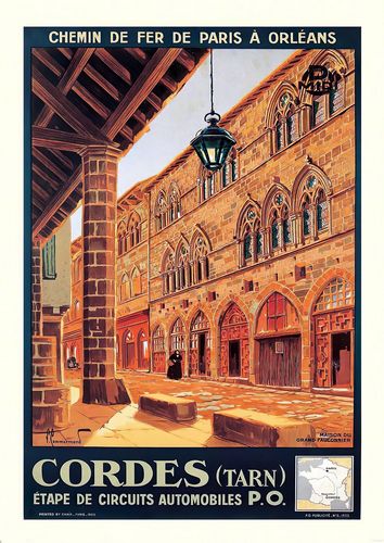 Vintage French Railways Cordes Tourism Poster Reprint A3/A4