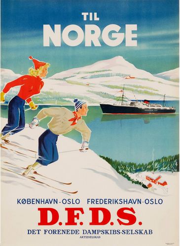 Vintage DFDS Ferries to Norway Tourism Poster Reprint A3/A4