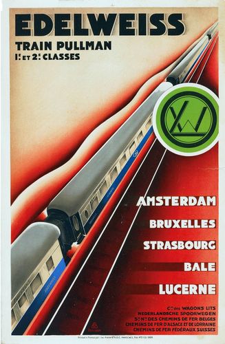 Vintage Amsterdam To Lucerne Edelweiss Pullman Railway Tourism Poster Reprint A3/A4