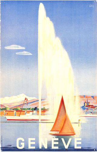 Vintage Lake Geneva Tourism Poster Reprint A3/A4