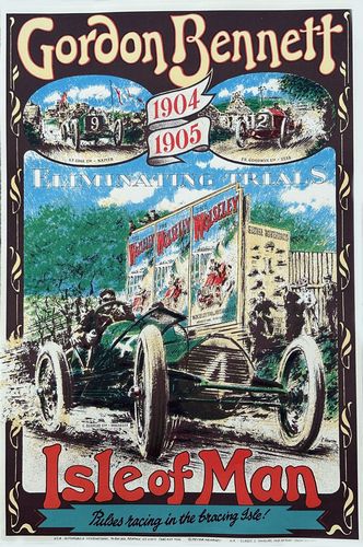 Vintage 1904 Gordon Bennett Isle of Man Motor Race Tourism Poster Reprint A3/A4