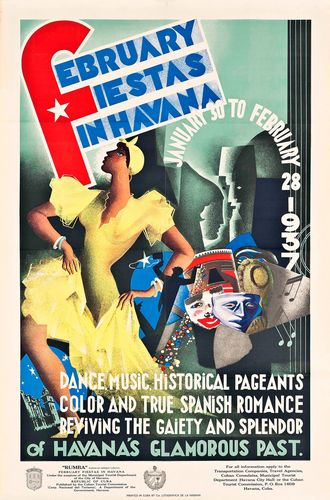 Vintage 1937 Havana Cuba Festival Tourism Poster Reprint A3/A4