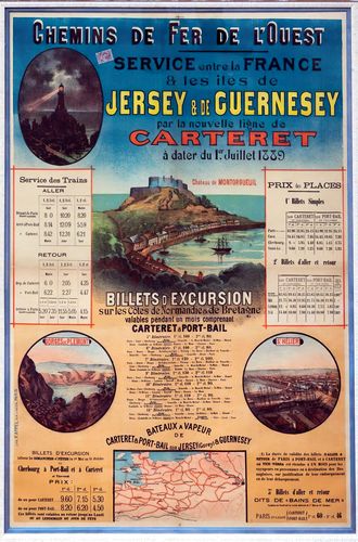 Vintage Carteret France To Guernsey Ferry Tourism Poster Reprint A3/A4