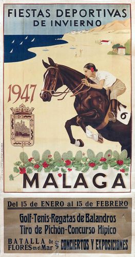 Vintage 1947 Malaga Fiesta Feria Tourism Poster Reprint A3/A4